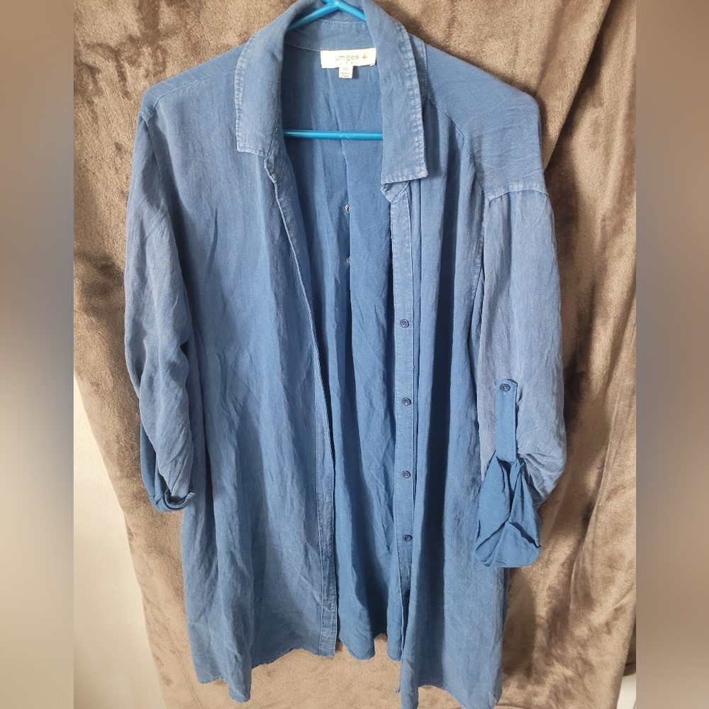 Umgee long sleeve blue button down